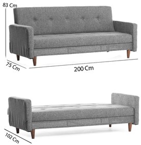 Háromszemélyes kanapé Hachi (sötétszürke). 1073097
