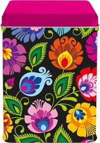 Népi Teásdoboz Vadász Mintás Fekete