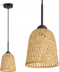 Mennyezeti Lámpa Függő Bambusz Fonott Boho Természetes 582-EZ1 Led Fekete