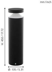Eglo 97632 - LED kültéri lámpa MELZO LED/11W/230V fekete 450 mm