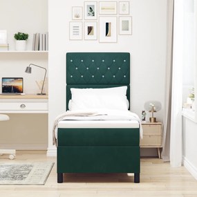 Boxspring Ágy Matrac Kétszemélyes Zöld 80x200 cm Bársony