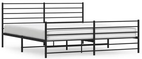 fekete fém ágykeret fej- és lábtámlával 200 x 200 cm