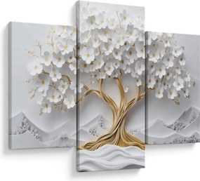 Kép – 3D elegáns életfa virágokkal (90x60 cm)
