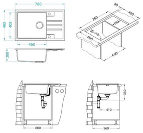 ALVEUS 1149117 - Mosogató INTERMEZZO 78x48 cm gránit/fekete