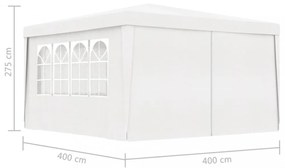fehér rendezvénysátor oldalfalakkal 4 x 4 m 90 g/m²