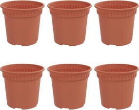 vidaXL Kerek Virágcserép 6 pcs Tégla Vörös Ø 15 x 12 cm Műanyag
