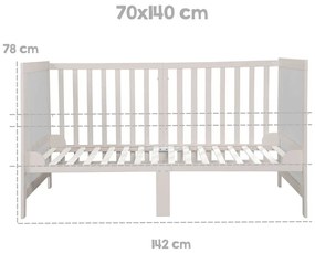 Szürke babaágy állítható magassággal 70x140 cm Easy Sleep – Roba