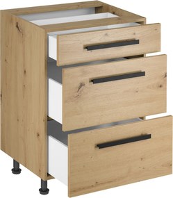 Alsó szekrény, artisan tölgy, fogantyúkkal,  LANGEN D60S3 U