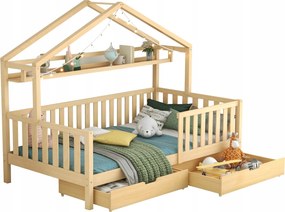 Gyerekágy Egyszemélyes ágy Fenyő ágy Faházikó 90x200 mm