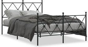 vidaXL fekete fém ágykeret fej- és lábtámlával 120 x 190 cm