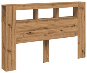 kézműves tölgyszínű szerelt fa LED-es fejtámla 160x18,5x103,5cm