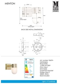 Fehér-aranyszínű fali lámpa Menton – Markslöjd