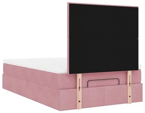 Ottomán ágykeret matracokkal rózsaszín 120x190cm bársony