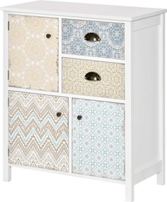 HOMCOM Fiókos Szekrény 2 Fiókkal és 3 Mintás Előlapú Rekesszel, 68x34x80 cm | Aosom