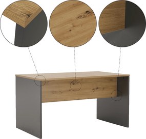 Íróasztal, grafit/tölgyfa artisan, RIOMA NEW TYP 16