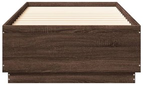 barna tölgyszínű szerelt fa ágykeret LED-del 100 x 200 cm