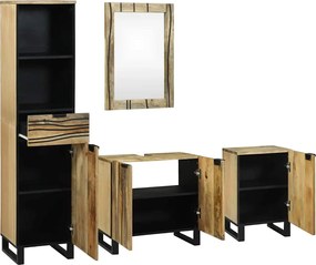 Fürdőszoba bútor szett fiókkal polcokkal 4 pcs Barna Faanyag