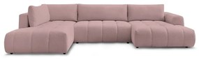 Rózsaszín kinyitható-tárolóhelyes sarokkanapé (bal oldali-U alakú) Fuji – Bobochic Paris