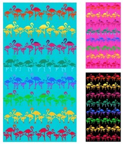 Fantasy Flamingo kék strandtörölköző