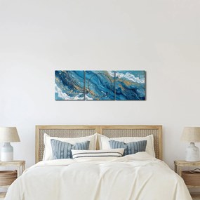 Kép - Világoskék márvány arannyal II. (órával) (90x30 cm)