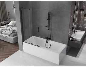 Mexen Velar, 2 szárnyas eltolható kádparaván 90 x 150 cm, 8mm átlátszó üveg, fekete matt, 896-090-000-01-70