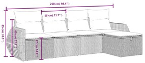 5 részes világosszürke polyrattan kerti ülőgarnitúra párnákkal