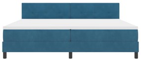 Boxspring Ágy Matrac &amp; LED Sötét Kék 200x200 cm Bársony