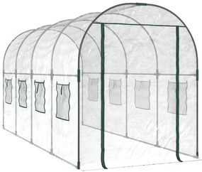 átlátszó PVC és porszórt acél melegház 160 x 400 x 190 cm