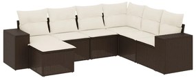 vidaXL 7 részes barna polyrattan kerti ülőgarnitúra párnákkal