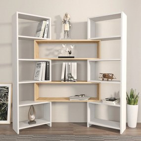 könyvespolc Poyraz - White, Oak