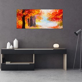 Kép - olajfestmény, színes ősz (120x50 cm)