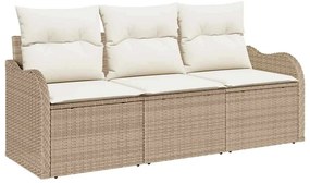 vidaXL Kerti Kanapé Szett párnával tárolóval 3 pcs Bézs Poli rattan