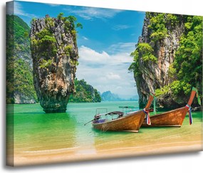 Vászonkép Csónakok a parton Víz Tájkép 70x50 cm