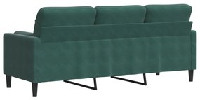 vidaXL 3 személyes sötétszürke bársony kanapé díszpárnákkal 180 cm