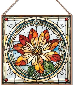 Stained-Glass-Flower-14 üvegkép, falikép