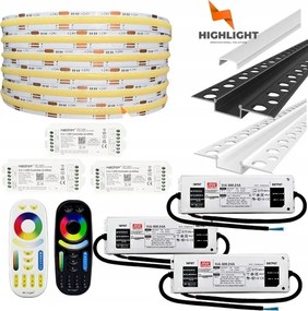 50m Homlokzati szett Led szalag Cob Cct 16W 24V IP65 Profil Fehér/Fekete
