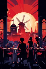 Poszter 68x101cm Esti bálok a szélmalomnál