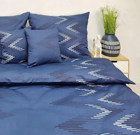 Ágyneműhuzat szatén Prémium 160x200 100% pamut modern mintás sötétkék