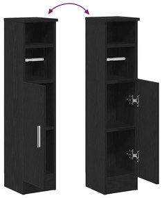 fekete fürdőszobaszekrény tekercstartóval 20,5x22x90 cm