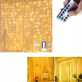 FĂ©nyfĂŒggöny Led fĂŒggöny 3x3 m 300 Led Usb tĂĄvirĂĄnyĂtĂł+ akasztĂłk