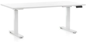 OfficeTech D állítható magasságú asztal, 160 x 80 cm, fehér alap, fehér