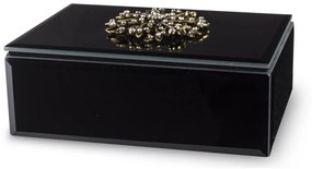 Vetrario design szögletes fekete ékszeres doboz arany kövekkel rakott dísszel 6x16x12cm
