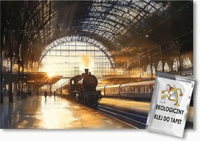 Fotótapéta Flizelina Állomás Vasút Vonat Reggel Nap 400x280 ragasztó