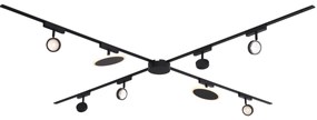 Sínrendszer 6 spotlámpával és 2 mennyezeti lámpával, fekete, 1 fázisú - Magnetic Lance Puk