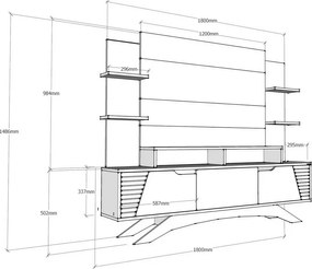 Deparo Walnut and White TV-fal