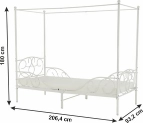 Fém ágyégbolttal, fehér, 90x200, ADELISA