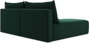 Sötétzöld bársony kinyitható-tárolóhelyes sarokkanapé (bal oldali-heverő résszel) Kalena – Makamii