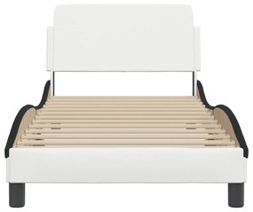 fehér és fekete műbőr ágykeret Dover 90 x 200 cm