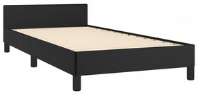 fekete ágykeret fejtámlával matrac nélkül 90x200 cm