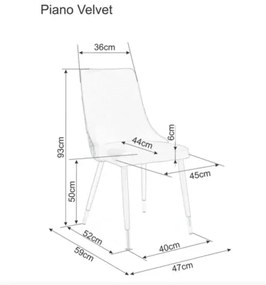Szék PIANO VELVET fekete / aranyozott / gránát BLUVEL 86